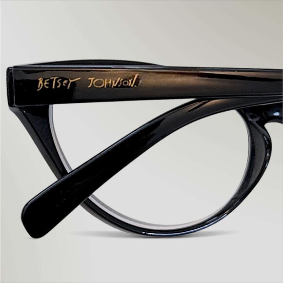 Betsey Johnson Reading Glasses Black Large Cat Eye Readers +2.50 Clear Lens - Picture 6 of 8